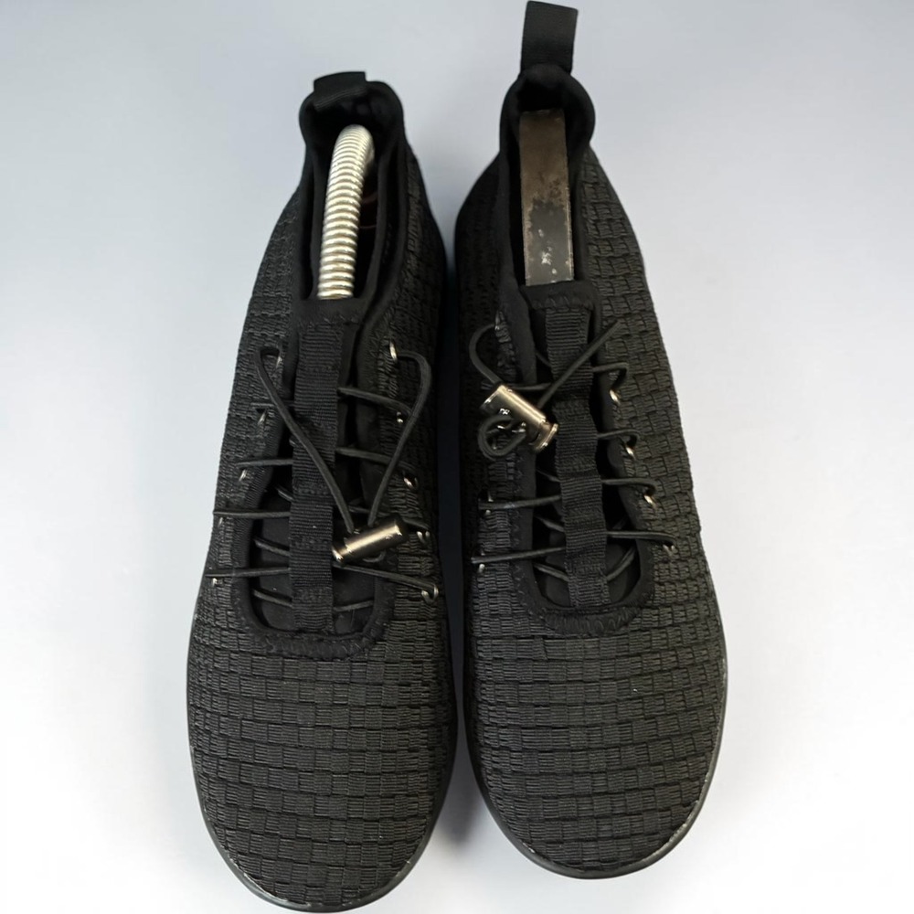 Steven by Steve Madden Base Black Woven Wedge Bungee Lace Sneakers Womens 8.5 - Picture 7 of 14